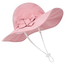 UPF 50 Baby Sun Hat - Wide Brim Beach Bucket Hats for 0-3 Months D Pink