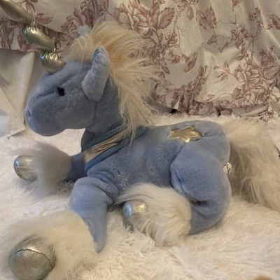 Animal Alley Blue Unicorn Plush Stuffed Animal White Mane Tail 2007 PA3191HK