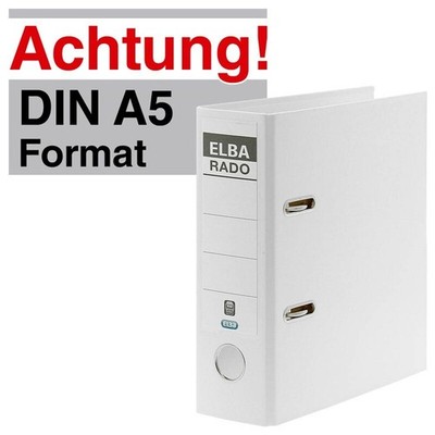 10 ELBA A5 Hochformat Ordner weiß Kunststoff 7,5 cm 100022642 - B-Ware