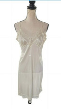 Vintage Babydoll Slip Dress Womens Medium 38 White Lace Full Slip Made USA