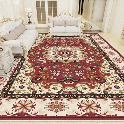 Vamcheer Vintage Blumen Teppich 200x300cm rutschfest klassischer Flächenteppich rot weich