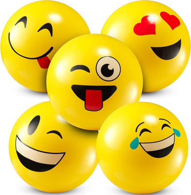 5-Inch Happy Face Bouncing Balls for Kids & Toddlers (Pack of 5) - Playground Ba