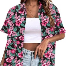 Black Floral Summer Hawaiian Shirts Unisex Tropical Beach Tops Outfits Kids