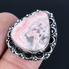 Rhodochrosite 925 Silver Plated Handmade Ring of US Size 7