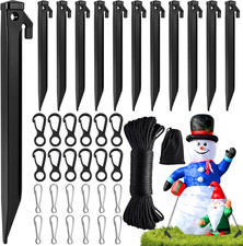 Inflatable Stakes Set, 12 Pcs 8.5 Heavy Duty Plastic Tent Yard Stakes with Rop