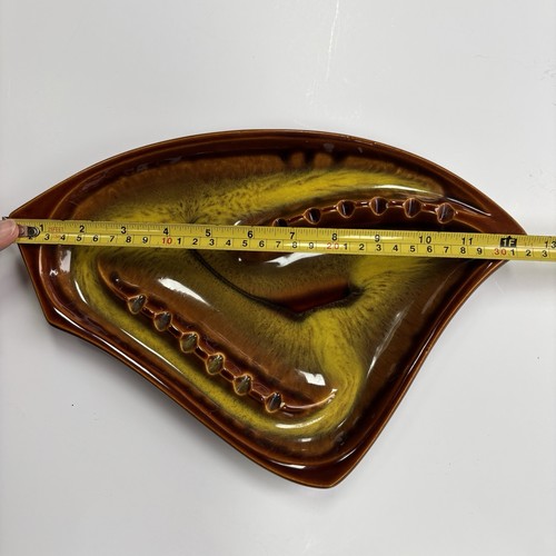 MCM Ceramic ATOMIC Boomerang MODERN Vintage ASHTRAY- JAPAN - Brown/Yellow - Picture 9 of 10