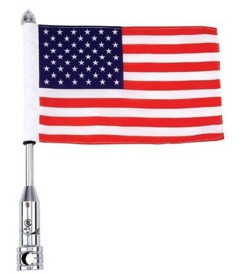 Diamond Plate BKFLAGPL Motorcycle Flagpole Mount and American Flag USA, 13'', ...