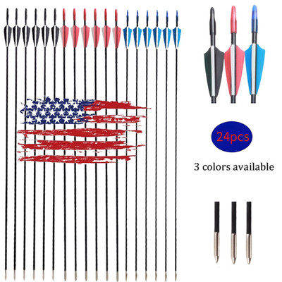 Archery 31'' Fiberglass Arrows 24PCS Target Arrows Practice Outdoor Shooting 