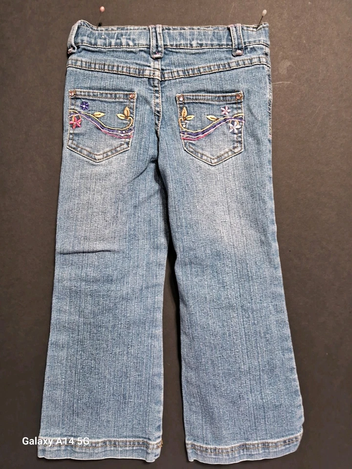 Pantalones de mezclilla para niñas NEXT talla M 6/8 ajustados florales bordados Delgada Foto 3 de 4
