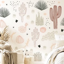 Boho Cactus Wall Decals Peel and Stick Bohemian Cactus Wall Stickers Removabl...