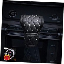 Bling Bling Auto Shift Gear Cover, Leather Auto Gear Shift Knob Cover B-Black