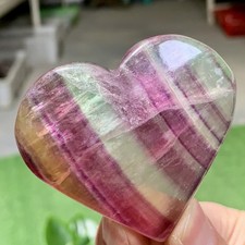 129G Natural Rainbow Fluorite Heart Carving Healing