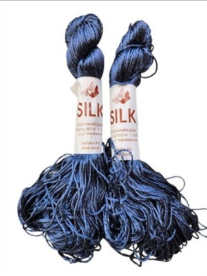 Vintage 100% Silk Yarn Lot Natura AG Blue 50g 150m Swiss Made 2 Skeins