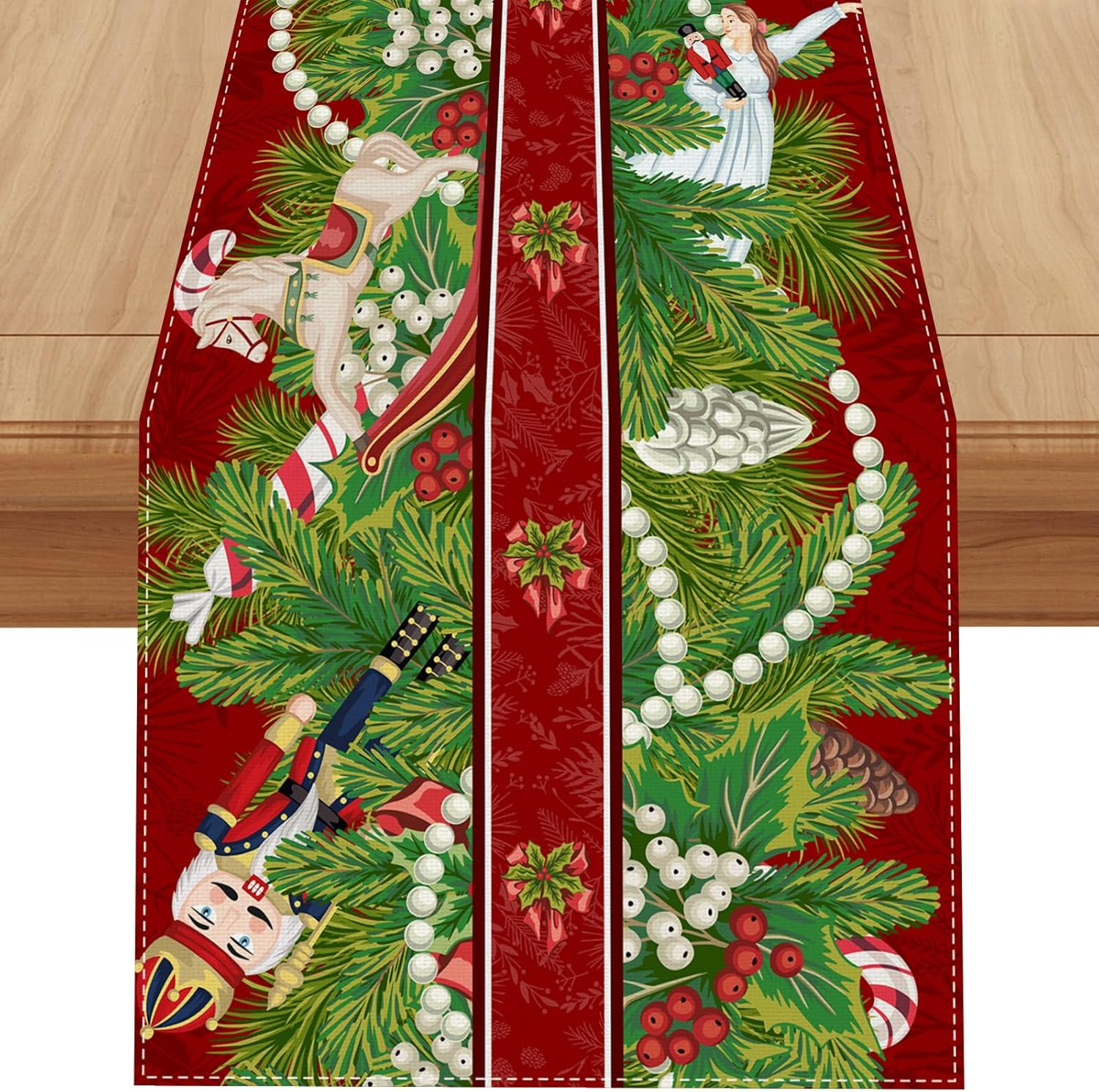 Linen Nutcracker Christmas Table Runner 72 Inches Long Nut Crackers Home Kitchen