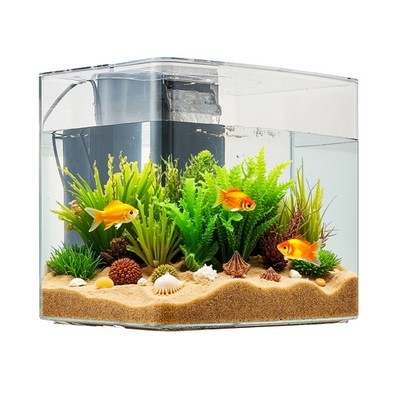 Uimoso 3.5 Gallon Fish Tank Aquarium Smart Arch Clear GPPS 3 Color Self Cleaning
