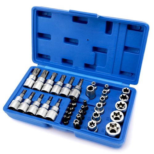 34Pieces Torx Star Spline Hex Socket Bit Set 3/8'' Drive Tool Kit Garage w/Case - Picture 4 of 11