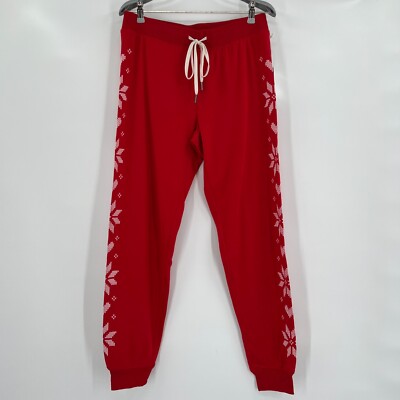 PJ Salvage Frosted Fair Isle Lounge Joggers Pajama Pants sz M Red RAFFP3 NWT