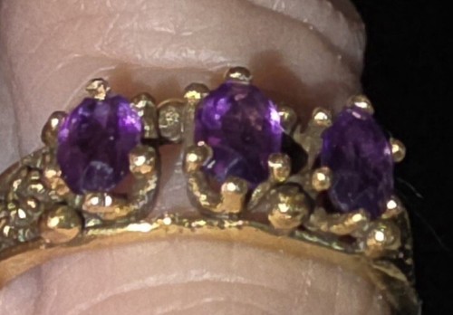 Vintage 14k Gelbgold tief lila AMETHYST CLUSTER RING GRÖSSE 7 - Bild 5 von 8