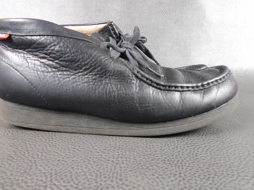 Clarks Shoes Mens 10.5 Stinson Hi Wallabee Boots Black Leather Pebble Crepe - Picture 6 of 10