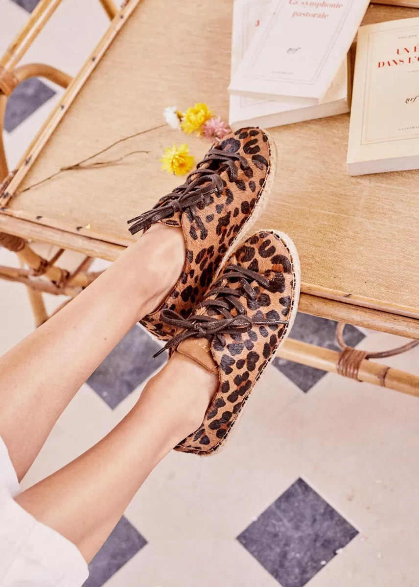 Leopard lace up best sale espadrilles