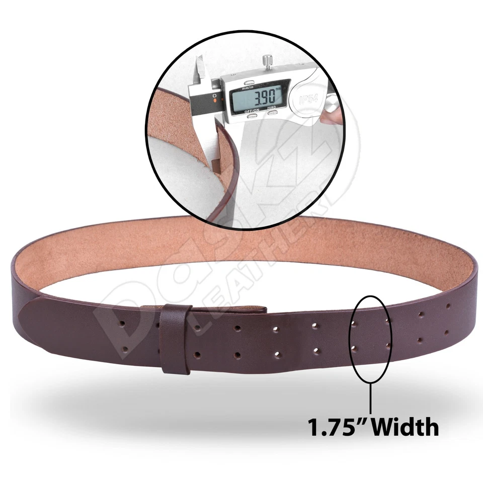 Mens leather belt double hole black brown 100% genuine heavy duty belt buckle - Image 4 of 4