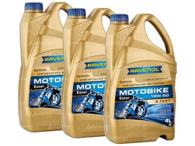 12 (3x4) Liter RAVENOL Motobike 4-T Ester SAE 10W-50, Motorenöl