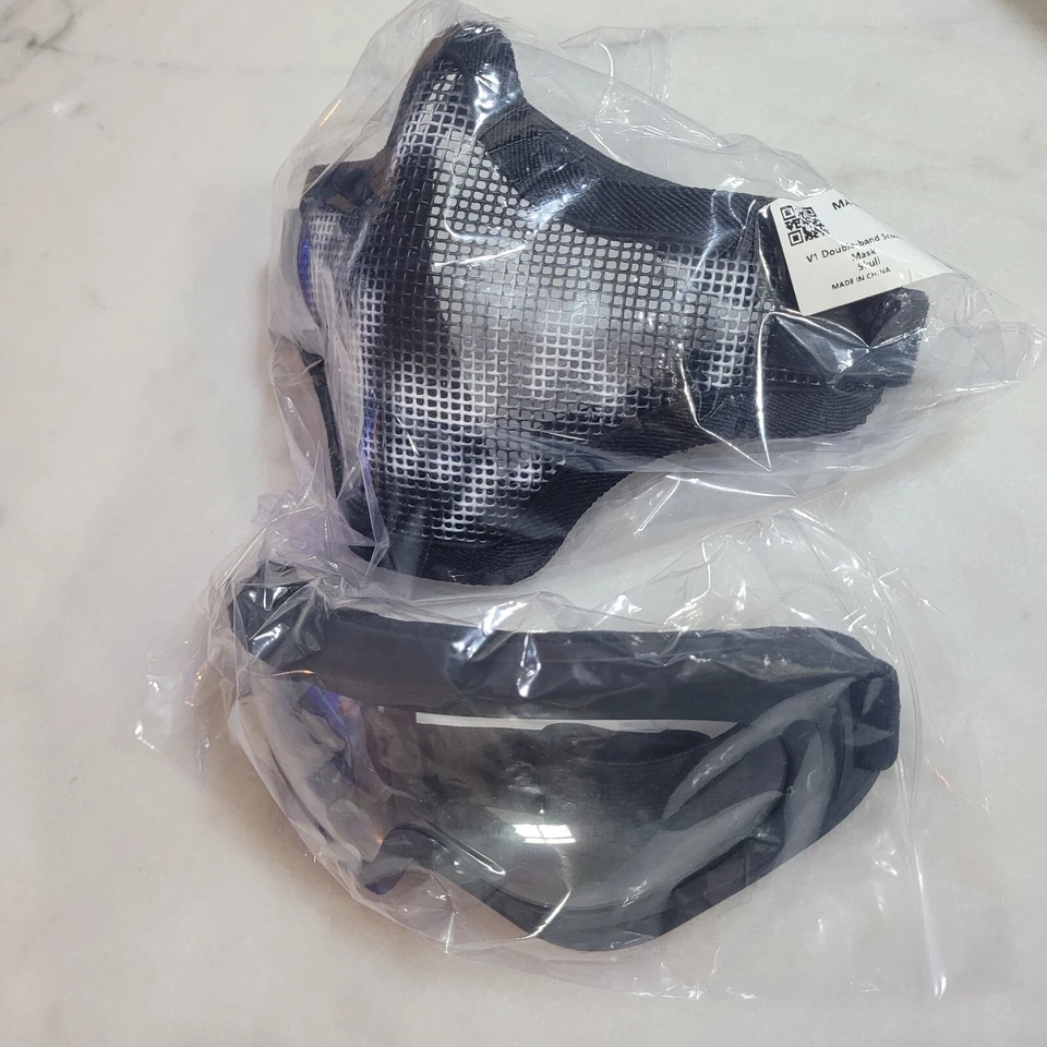 Airsoft Half Face Mask Steel Mesh and Goggles Set, Skull Tactical Masks Prote... - Image 4 of 4