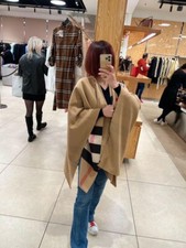 Brand New, Burberry Charlotte Reversible Solid to Check Wool Cape