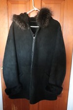 Black Suede Duck Sport Shearling Lined Hood W/real Fur Xl