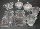 Vintage Anchor Hocking Set Crystal Class Serving Tray, Cups, Nut Bowl & Lid