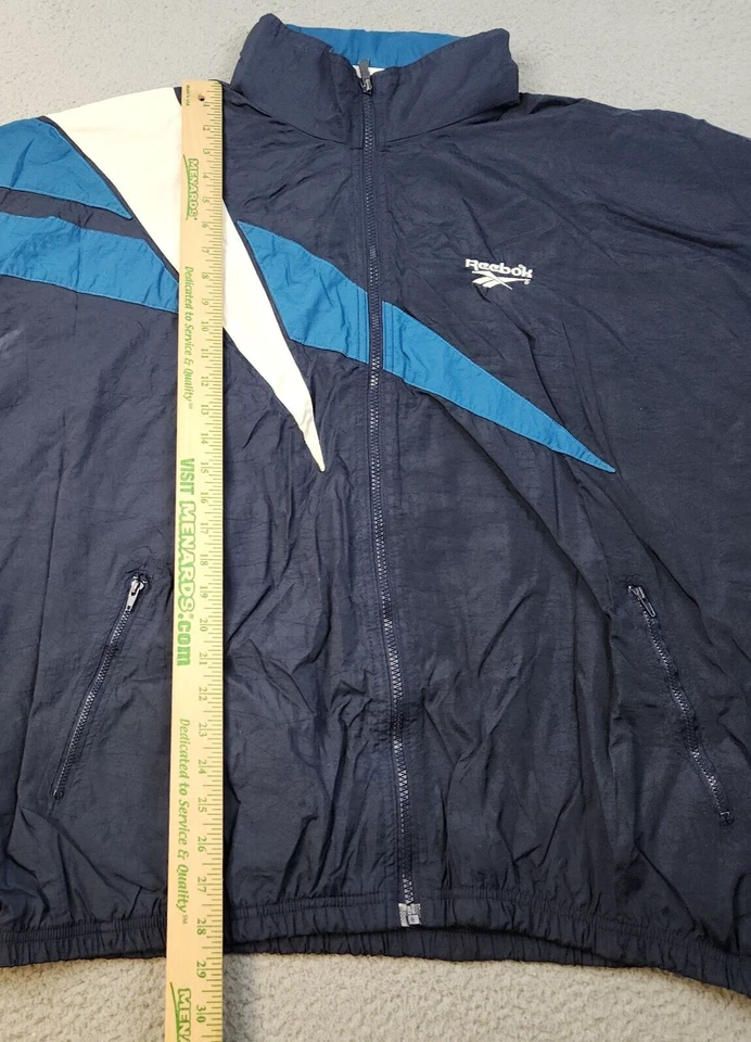 VTG 90s Reebok Windbreaker Jacket Mens Extra Large Embroidered Logo Hidden Hood - Image 3 of 4