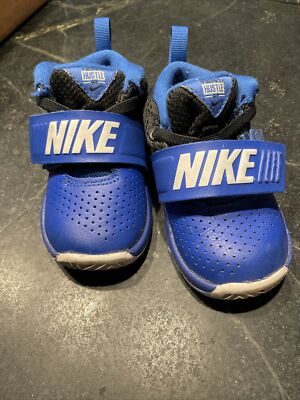 Kids Nike Team Hustle Blue Black Athletic Basketball Shoes Toddler Size  6C