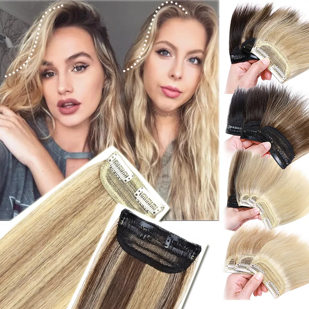 Invisible Hair Pad Piece Real Remy Human Hair Extensions Clip In