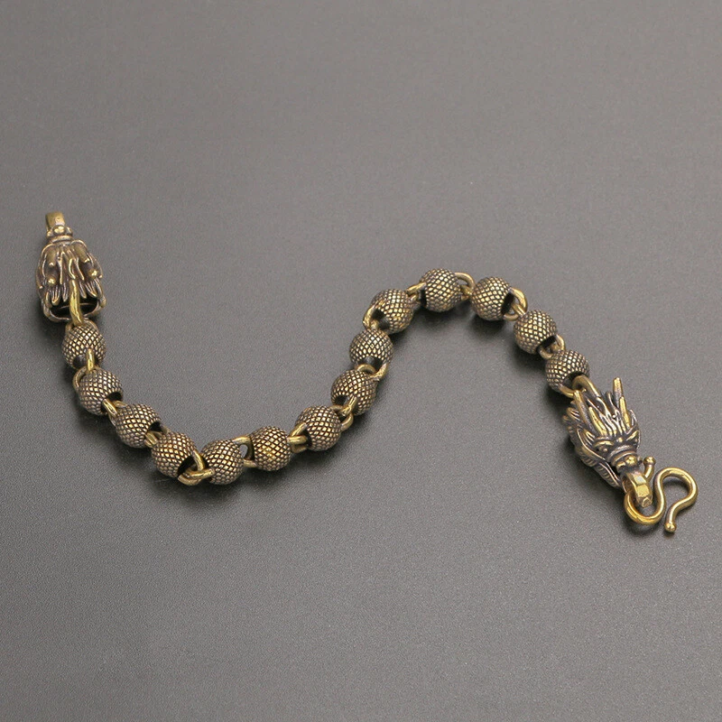 Pulsera Unisex Dragón Creativo Cuentas Cobre Esmerilado Hecha a Mano De Colección Foto 2 de 4