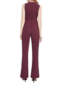 NWT BCBG MAXAZRIA SIZE S RAYMEE MESH INSERT RUFFLED WIDE LEG JUMPSUIT