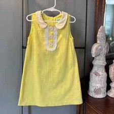 VIntage Polly Flinders Yellow Sleeveless Dress with Eyelet Accents Size 5