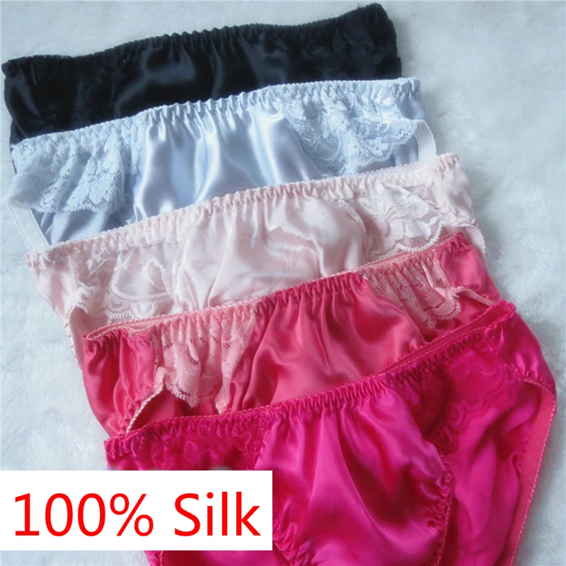 Ladies 100% Silk Floral Lace Underwear Briefs Tanga Shorts Knickers Panties Soft - Image 2 of 4