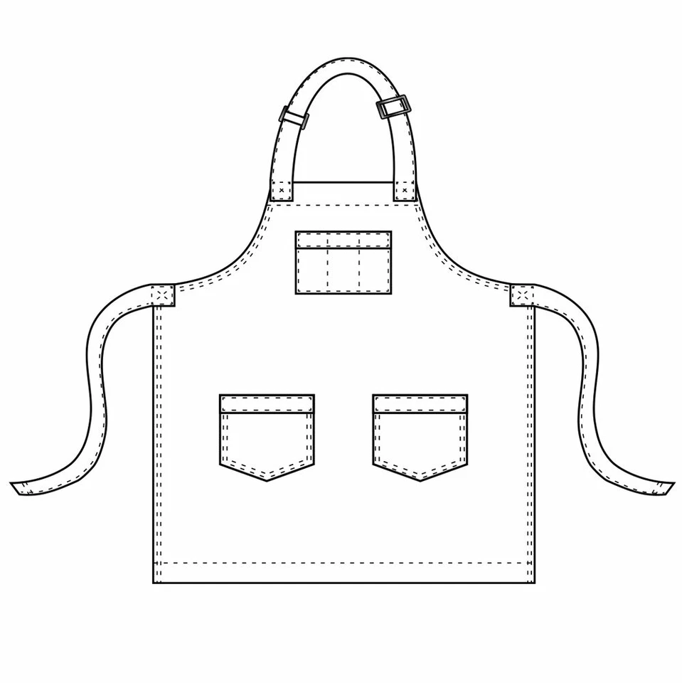 Chef Code 2-PACK 34" Denim Babero Delantal con 3 Bolsillos CC531DNM Foto 3 de 3