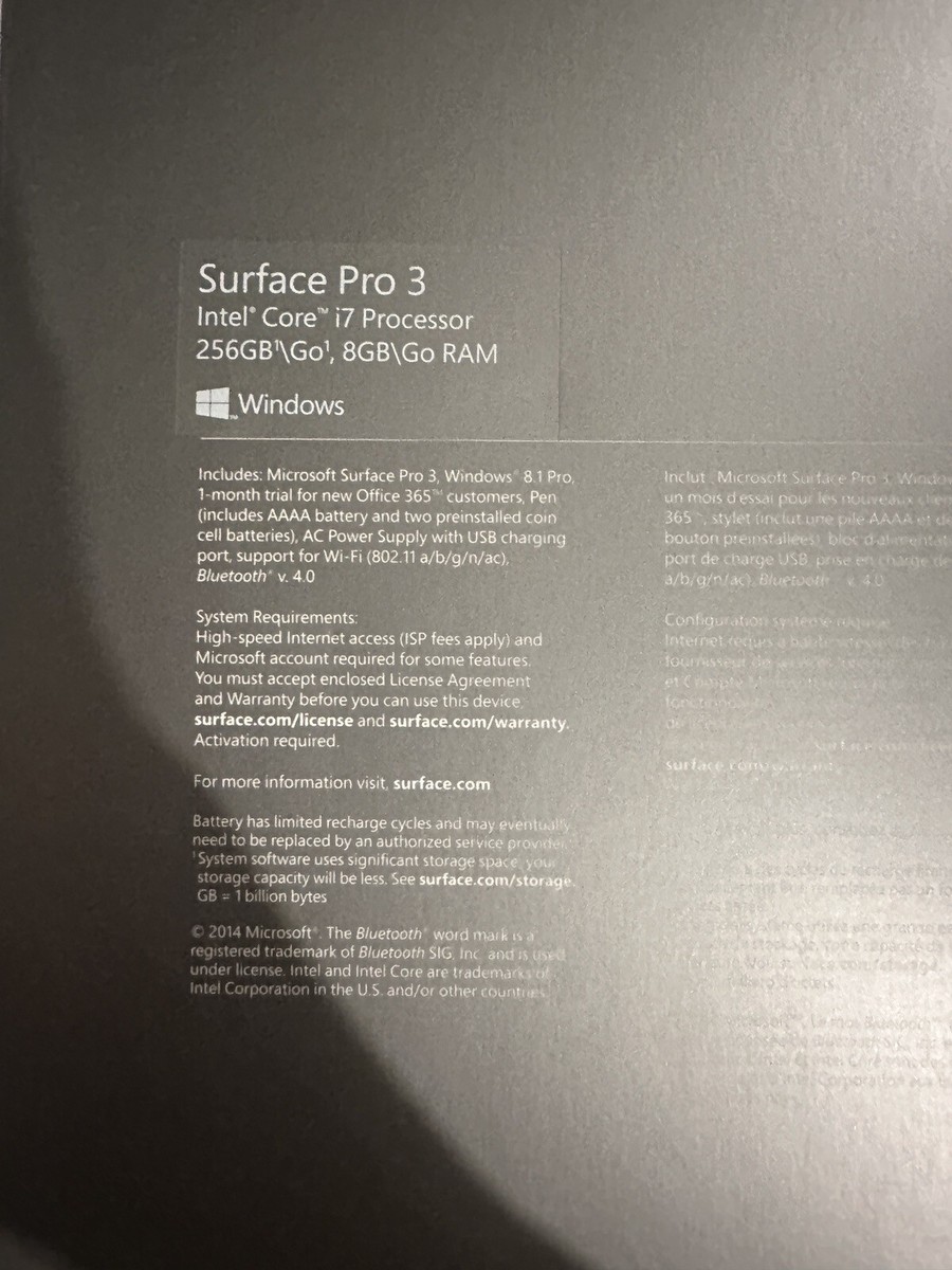 Brand new Microsoft Surface pro 3 intel core i7 1.7ghz 256gb 8gb