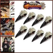 8 Pcs Gothic Halloween Raven Skull Decor 1.57 Inch Resin Figurine Set