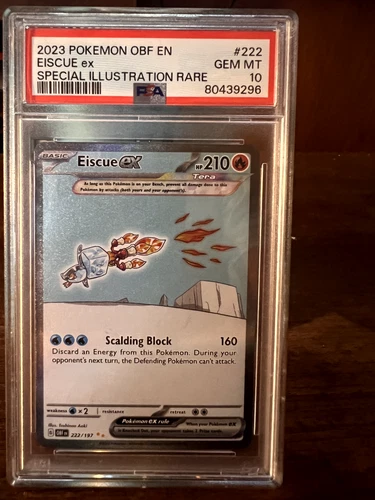 Pokemon Eiscue ex 222/197 Special Illustration Rare Obsidian Flames PSA 10