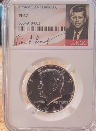 1964 Accented Hair Silver Proof Kennedy Half Dollar 50C NGC PF67 Historic!