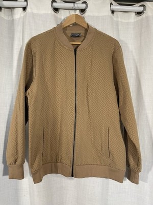 Casa Moda Couture Greek Key Camel Chenille Men s Jacket Lg