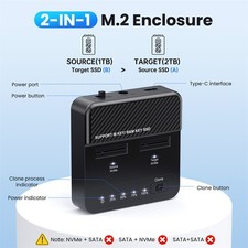 2 in 1 M.2 NVME SSD Enclosure,USB 3.2 Gen 2X2 20Gbps Dual Bay M.2 NVME Dock