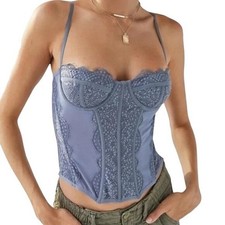 Urban Outfitters Out From Under Slate Blue Modern Love Lace Corset Size Medium