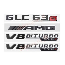 F&uuml;r Mercedes Benz GLC63S AMG V8 BITURBO 4MATIC+ Embleme Aufkleber Matt Schwarz