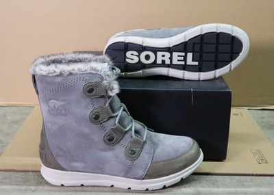Sorel Women's Explorer Joan Suede Winter Boots - Quarry/Black Size 8.5