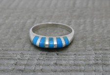 Gorgeous 925 Sterling Silver Turquoise Design Mosaic Ring UK Size N 1/2