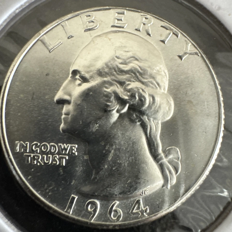 1964 Washington Quarter 25c US Coin 90% Silver Philadelphia Mint BU - Image 3 of 4