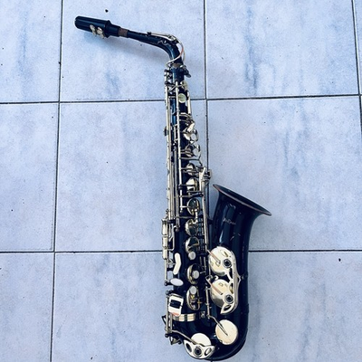 #ad UNTESTED Alto Saxophone Black And Gold With Case For Parts Or Repair DeRosa $100.00